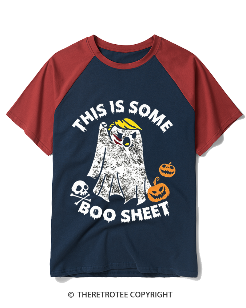 TheRetroTee This Is Some Boo Sheet 1990s Raglan Baseball T-Shirt