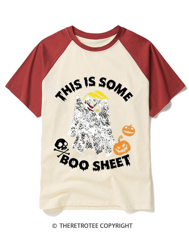 TheRetroTee This Is Some Boo Sheet 1990s Raglan Baseball T-Shirt