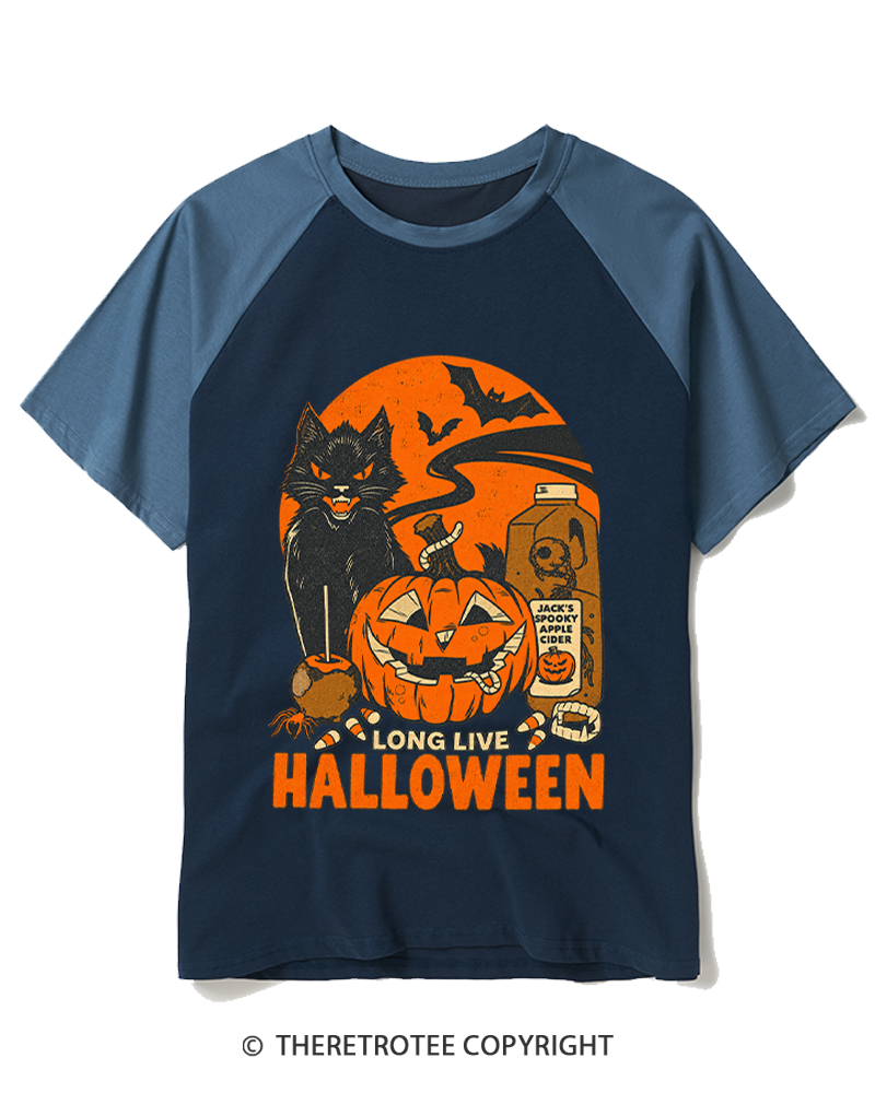 TheRetroTee Long Live Halloween 1960s Raglan Baseball T-Shirt