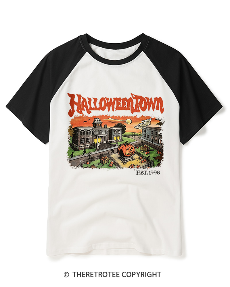 TheRetroTee Halloween 1980s Raglan Baseball T-Shirt