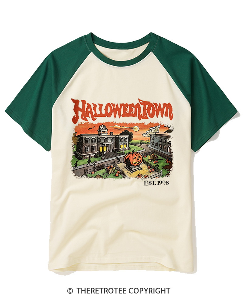 TheRetroTee Halloween 1980s Raglan Baseball T-Shirt