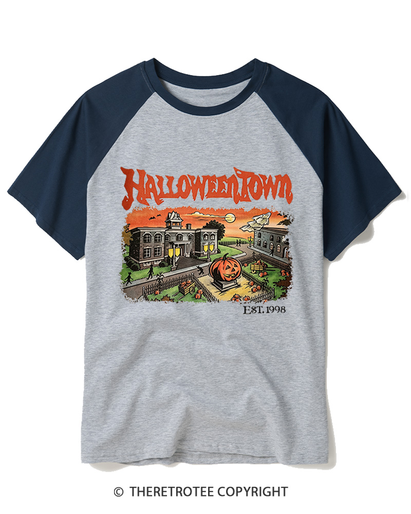 TheRetroTee Halloween 1980s Raglan Baseball T-Shirt