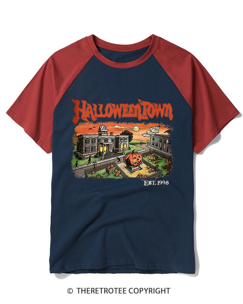 TheRetroTee Halloween 1980s Raglan Baseball T-Shirt
