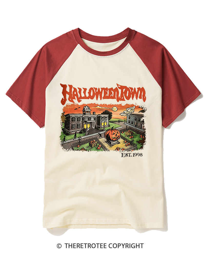 TheRetroTee Halloween 1980s Raglan Baseball T-Shirt