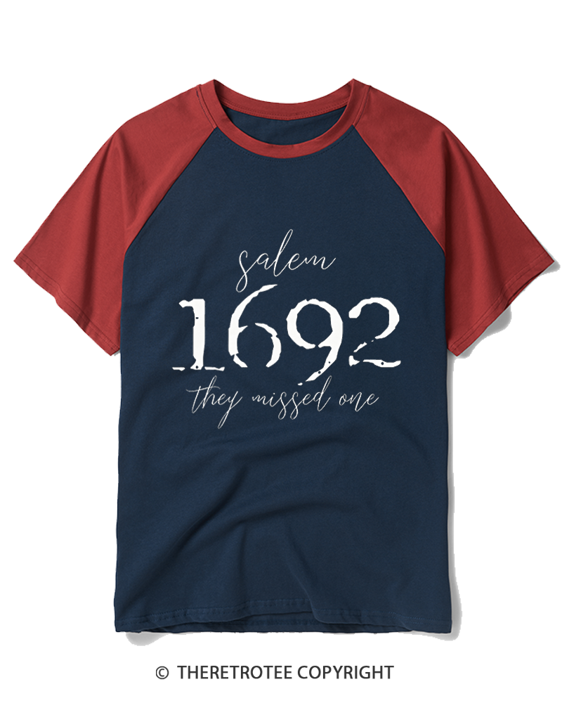 TheRetroTee Salem Witch 1692 Raglan Baseball T-Shirt