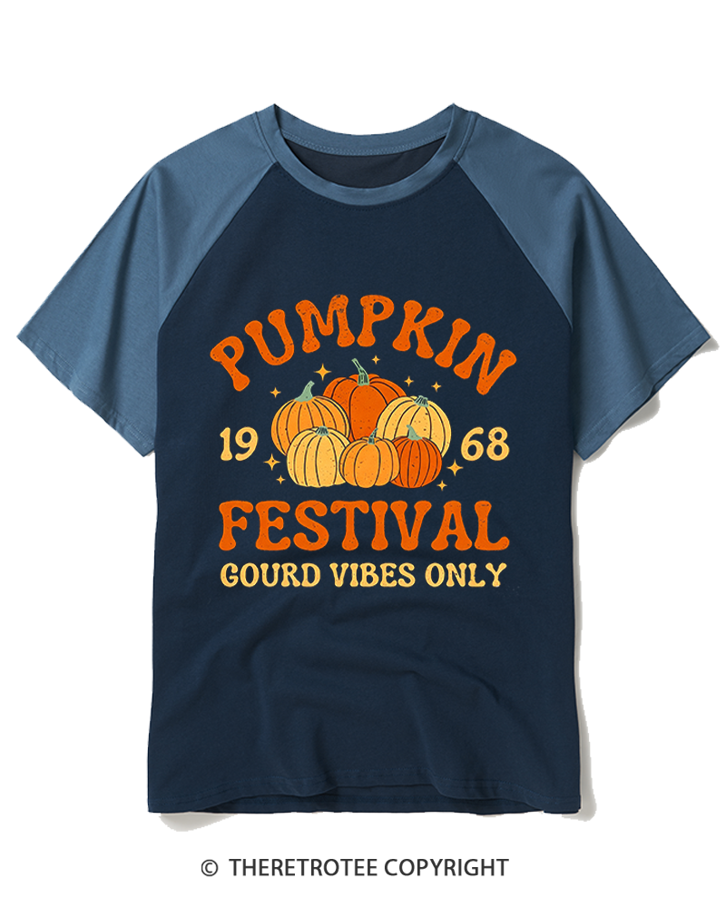 TheRetroTee Retro Pumpkin 1960s Raglan Baseball T-Shirt