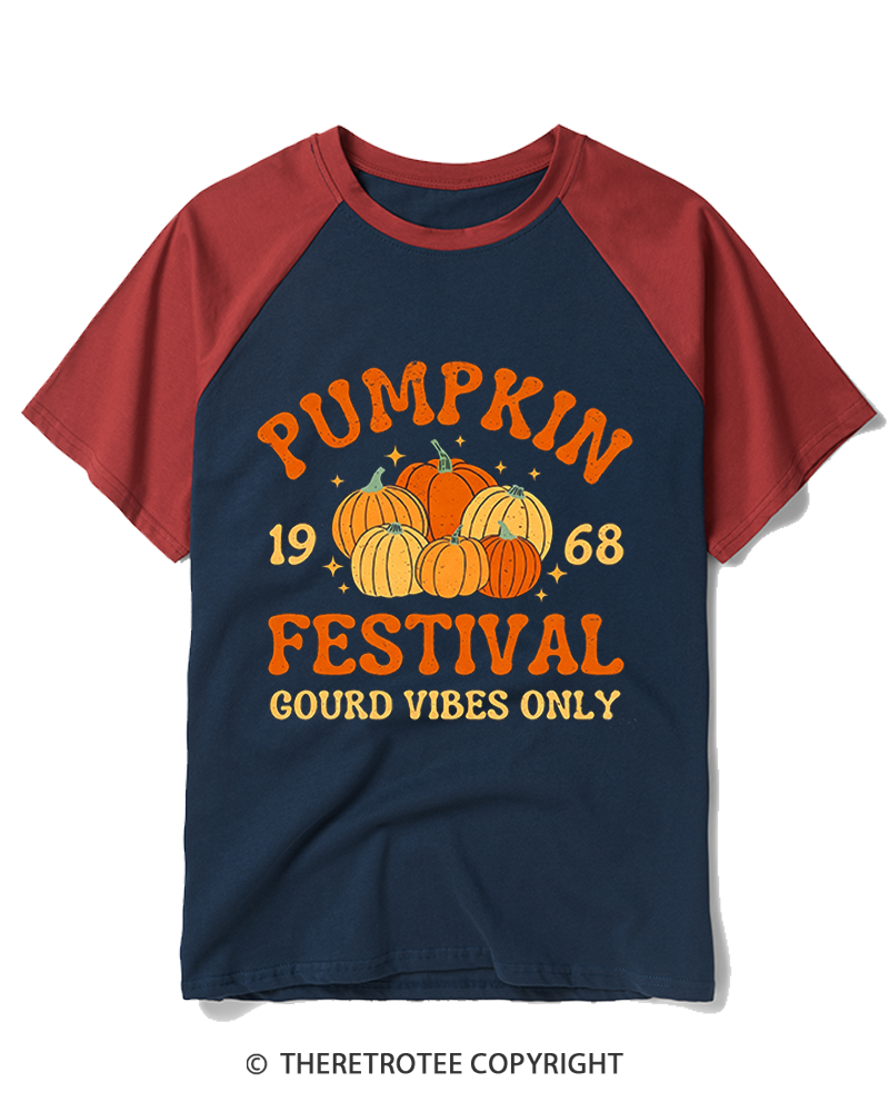 TheRetroTee Retro Pumpkin 1960s Raglan Baseball T-Shirt