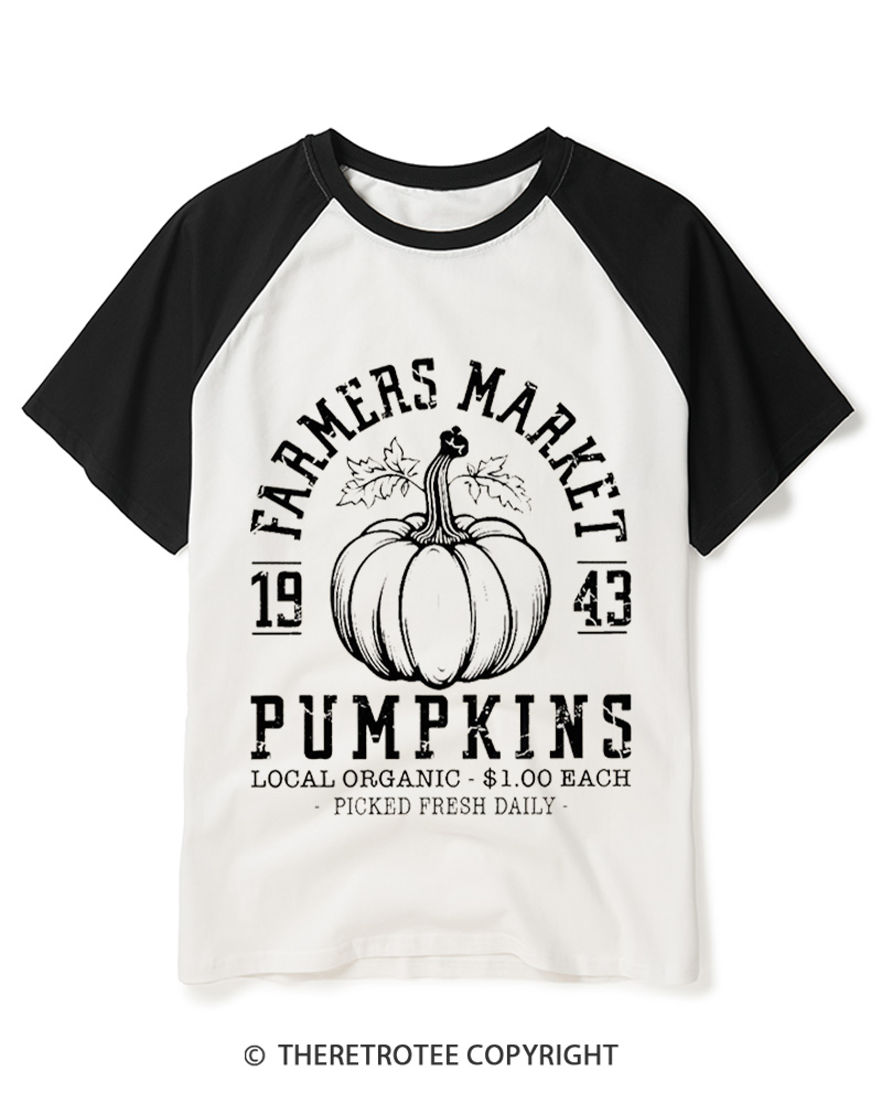 TheRetroTee Farmers Market 1940s Raglan Baseball T-Shirt