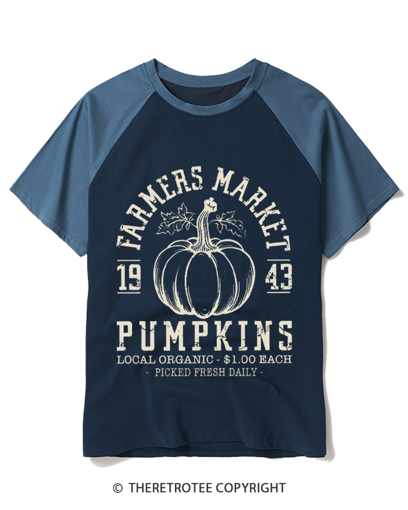 TheRetroTee Farmers Market 1940s Raglan Baseball T-Shirt