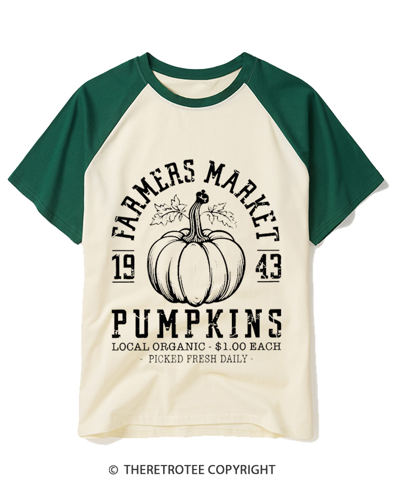 TheRetroTee Farmers Market 1940s Raglan Baseball T-Shirt