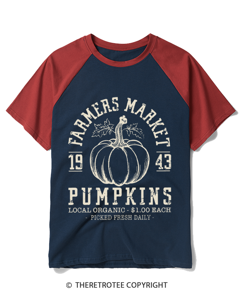TheRetroTee Farmers Market 1940s Raglan Baseball T-Shirt