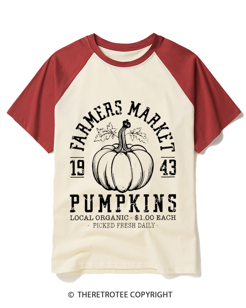 TheRetroTee Farmers Market 1940s Raglan Baseball T-Shirt