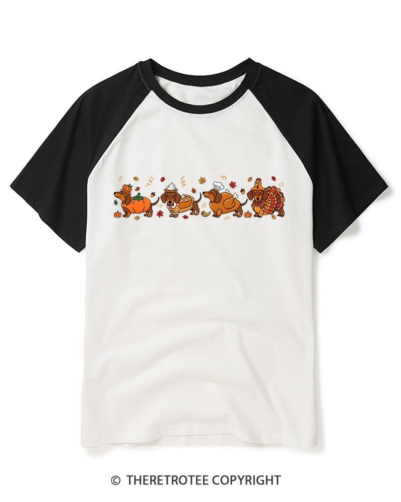 TheRetroTee Turkey Dog 1980s Raglan Baseball T-Shirt