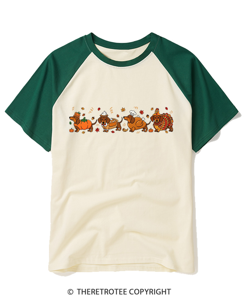 TheRetroTee Turkey Dog 1980s Raglan Baseball T-Shirt