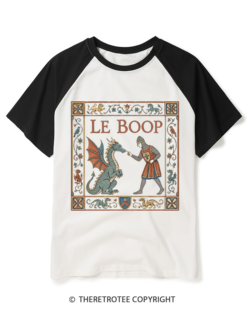 TheRetroTee Le Boop Dragon Vintage Raglan Baseball T-Shirt