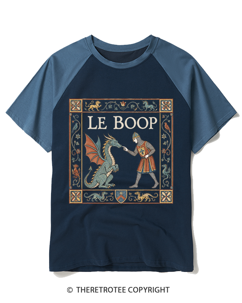 TheRetroTee Le Boop Dragon Vintage Raglan Baseball T-Shirt