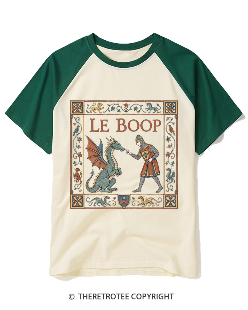 TheRetroTee Le Boop Dragon Vintage Raglan Baseball T-Shirt
