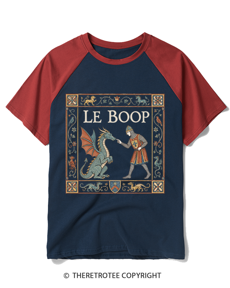 TheRetroTee Le Boop Dragon Vintage Raglan Baseball T-Shirt