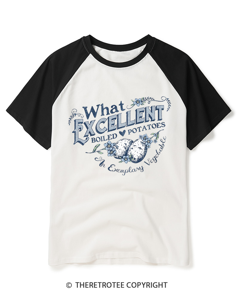 TheRetroTee What Excellent Boiled Potatoes Vintage Raglan Baseball T-Shirt
