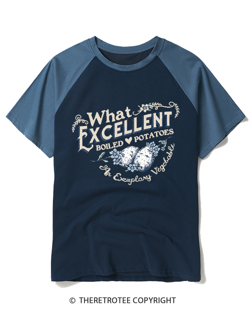 TheRetroTee What Excellent Boiled Potatoes Vintage Raglan Baseball T-Shirt
