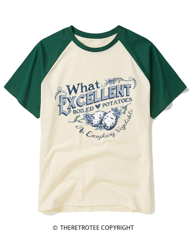 TheRetroTee What Excellent Boiled Potatoes Vintage Raglan Baseball T-Shirt