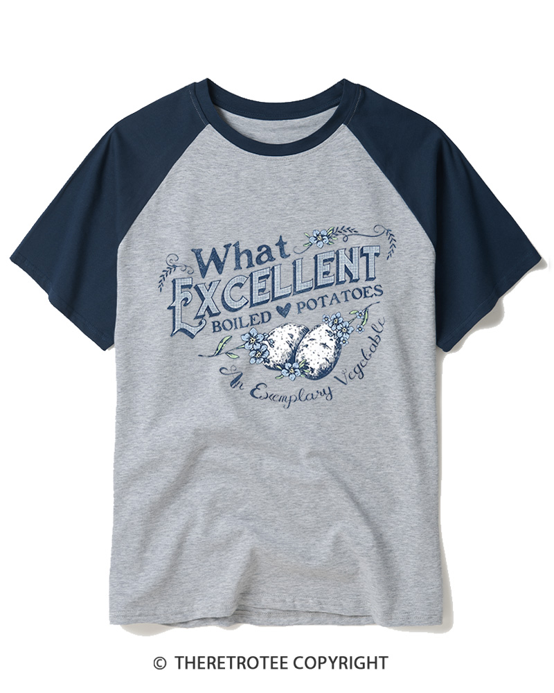 TheRetroTee What Excellent Boiled Potatoes Vintage Raglan Baseball T-Shirt