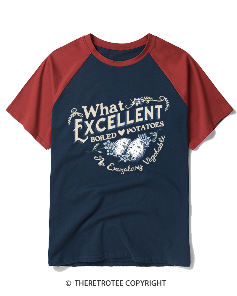 TheRetroTee What Excellent Boiled Potatoes Vintage Raglan Baseball T-Shirt