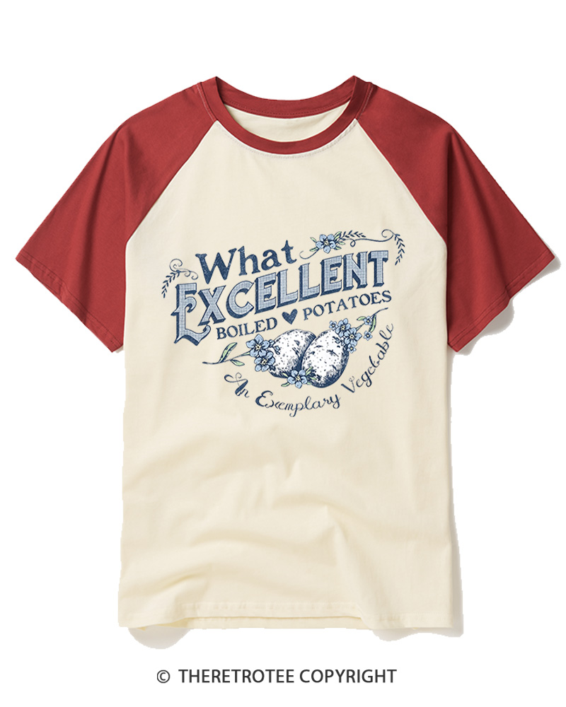 TheRetroTee What Excellent Boiled Potatoes Vintage Raglan Baseball T-Shirt