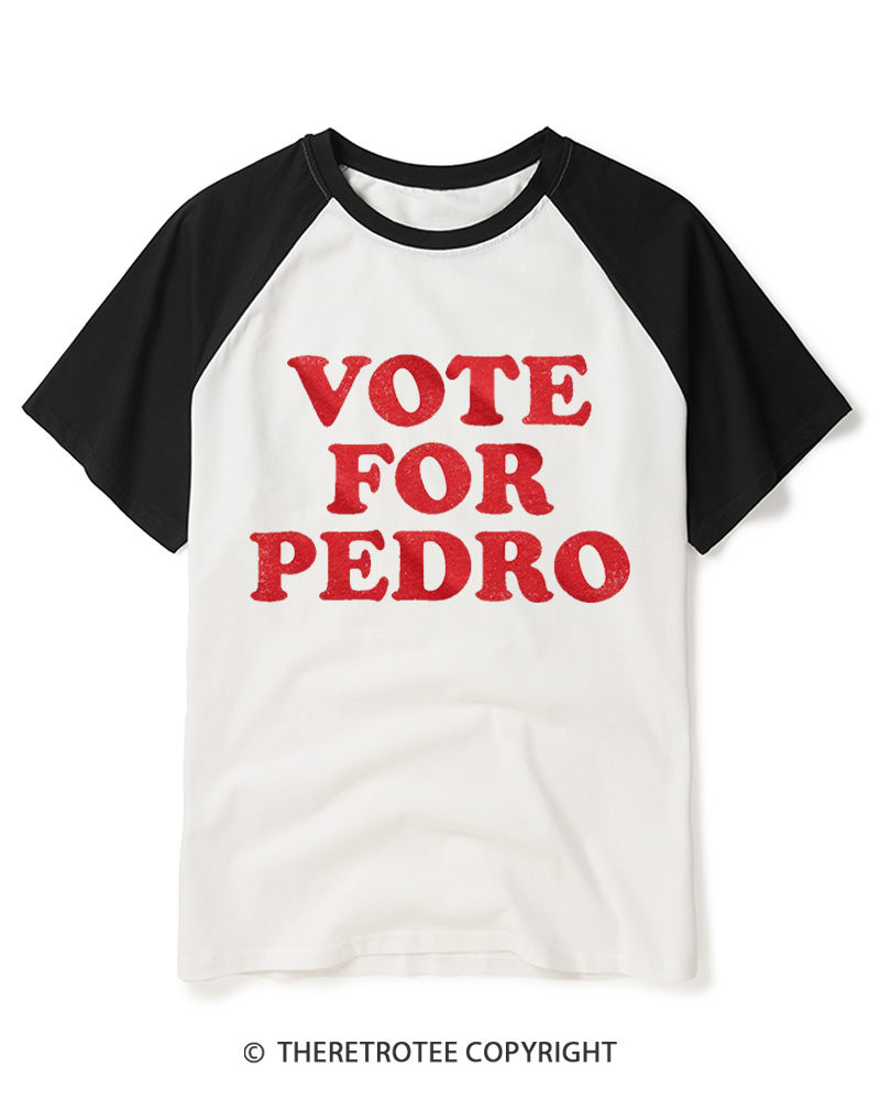 TheRetroTee Vote for Pedro Vintage Raglan Baseball T-Shirt