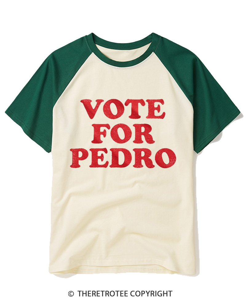 TheRetroTee Vote for Pedro Vintage Raglan Baseball T-Shirt