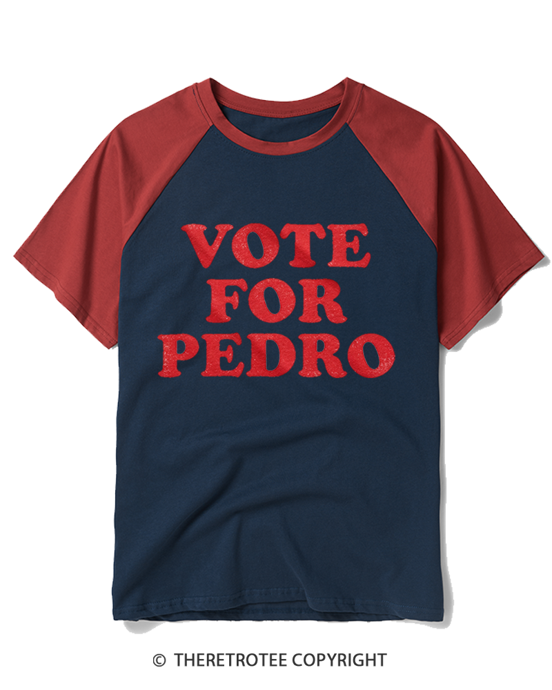 TheRetroTee Vote for Pedro Vintage Raglan Baseball T-Shirt