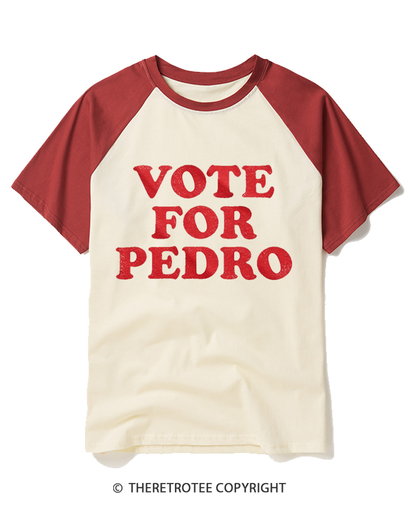TheRetroTee Vote for Pedro Vintage Raglan Baseball T-Shirt