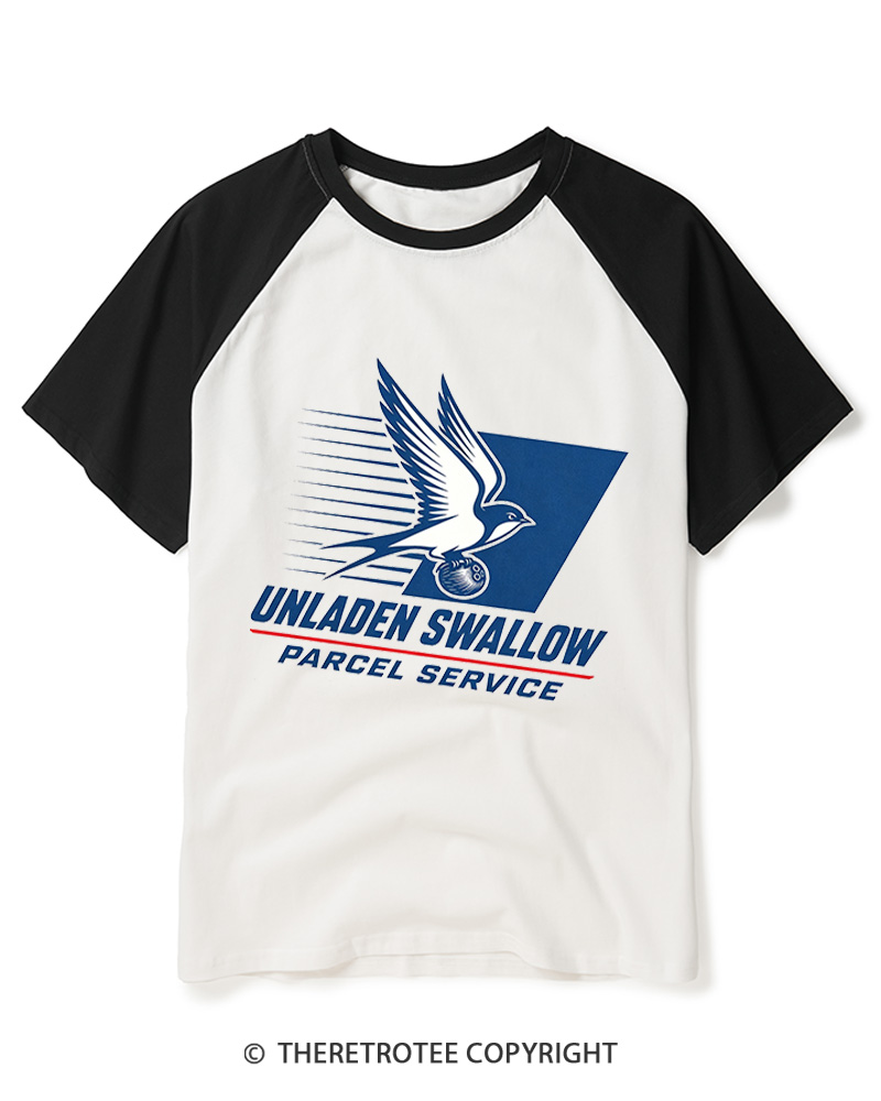 TheRetroTee Unladen Swallow Vintage Raglan Baseball T-Shirt