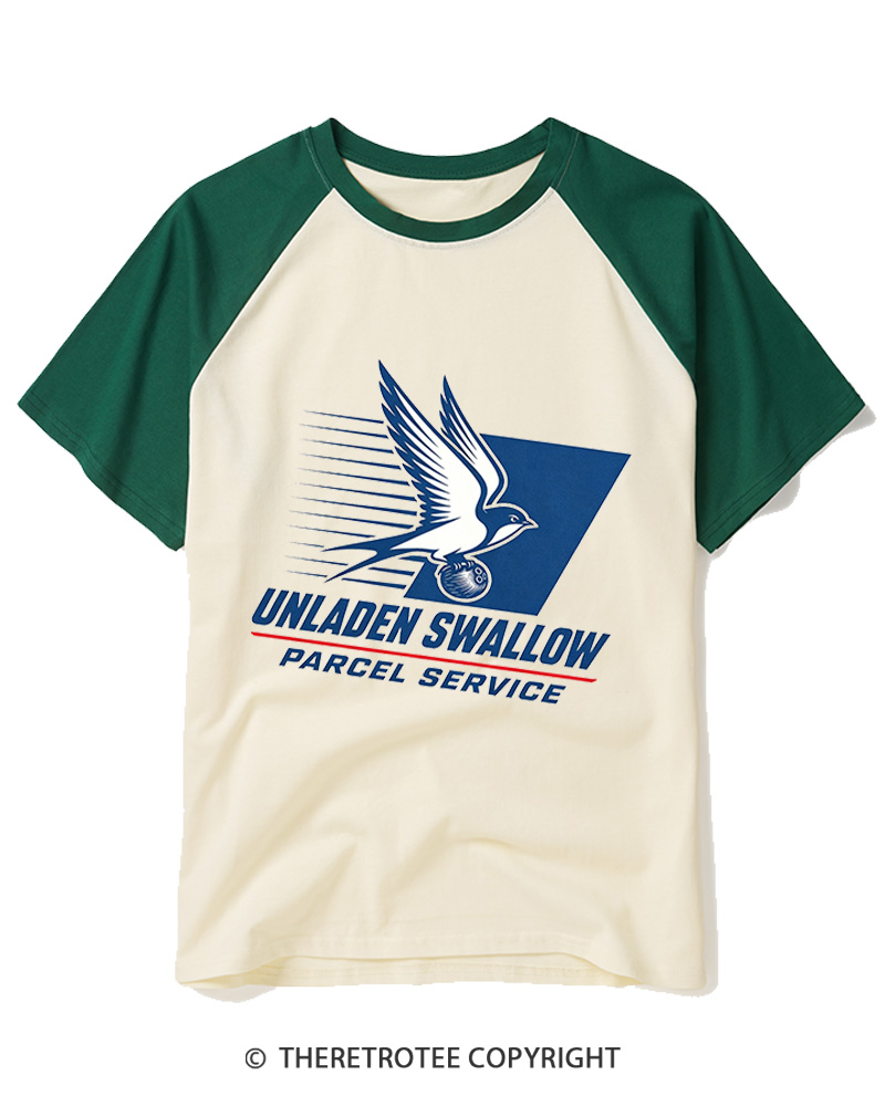 TheRetroTee Unladen Swallow Vintage Raglan Baseball T-Shirt