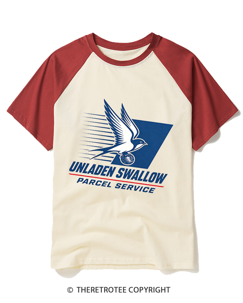 TheRetroTee Unladen Swallow Vintage Raglan Baseball T-Shirt