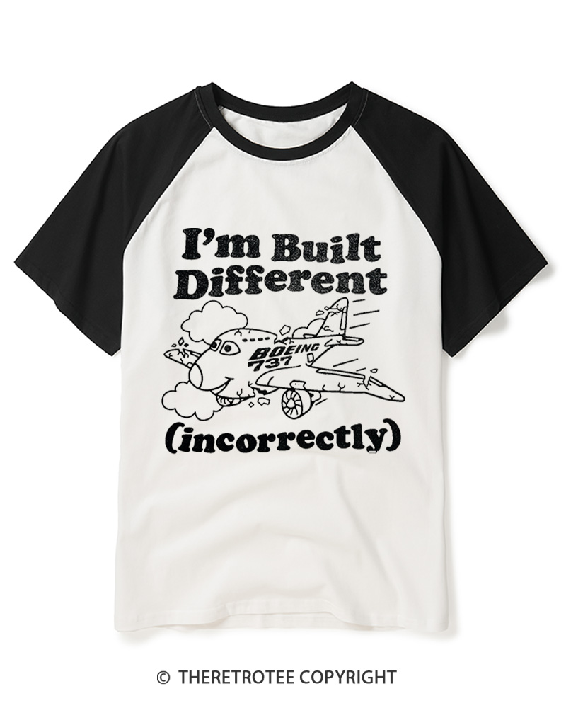 TheRetroTee I’m Built Different 1960s Raglan Baseball T-Shirt