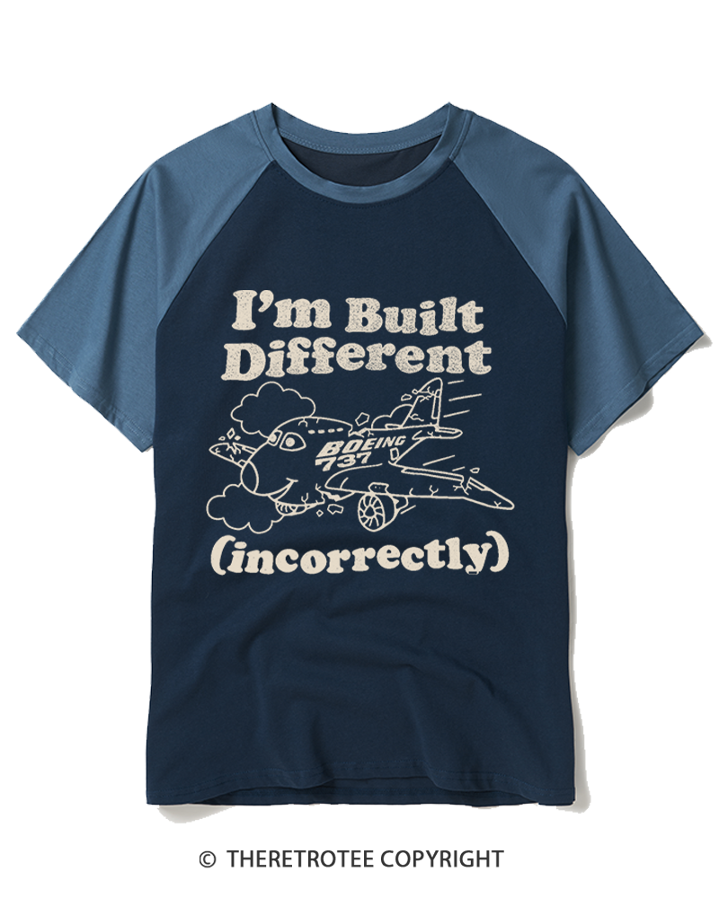 TheRetroTee I’m Built Different 1960s Raglan Baseball T-Shirt