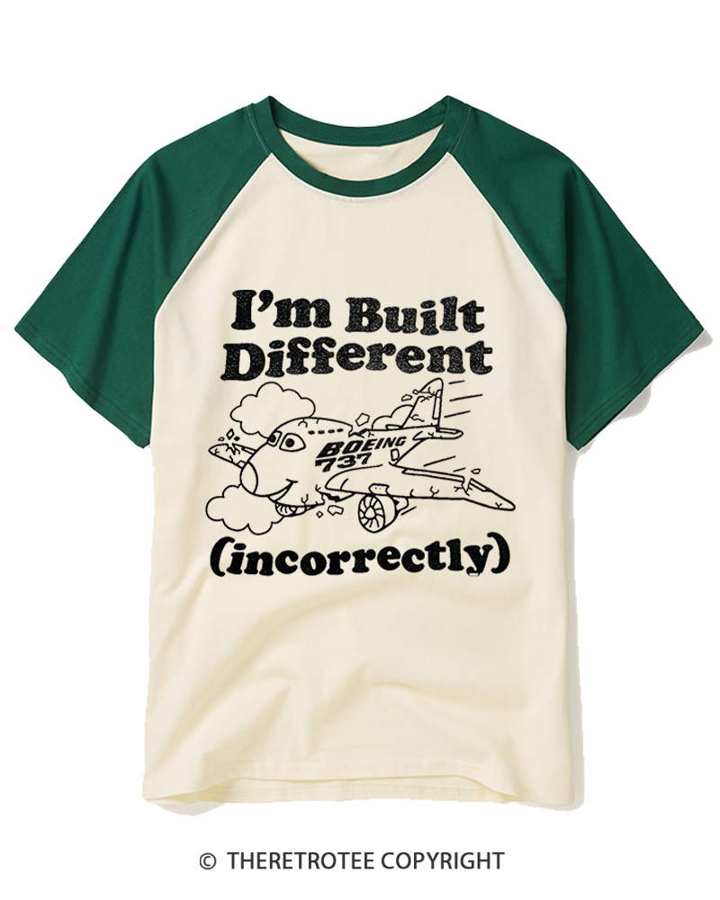 TheRetroTee I’m Built Different 1960s Raglan Baseball T-Shirt