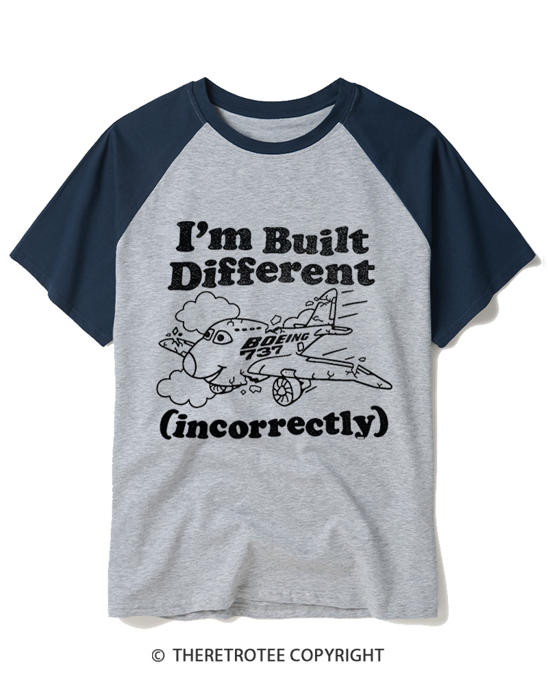 TheRetroTee I’m Built Different 1960s Raglan Baseball T-Shirt