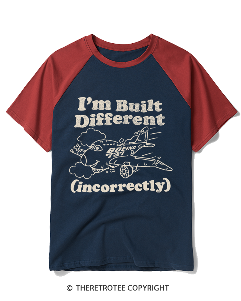 TheRetroTee I’m Built Different 1960s Raglan Baseball T-Shirt