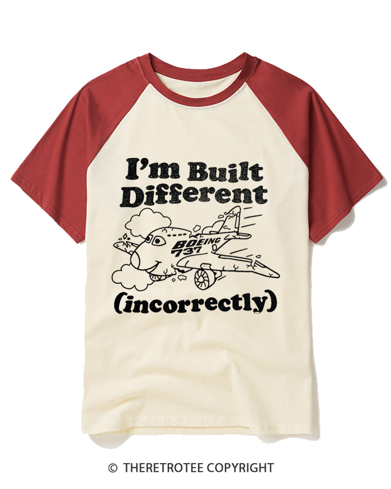TheRetroTee I’m Built Different 1960s Raglan Baseball T-Shirt