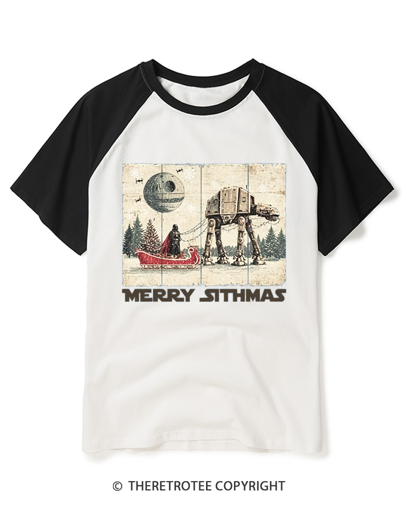 TheRetroTee Merry Sithmas 1980s Raglan Baseball T-Shirt