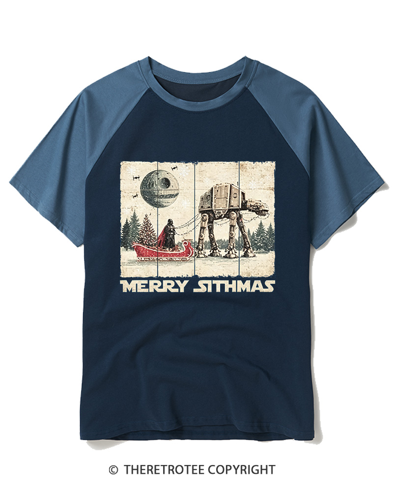 TheRetroTee Merry Sithmas 1980s Raglan Baseball T-Shirt