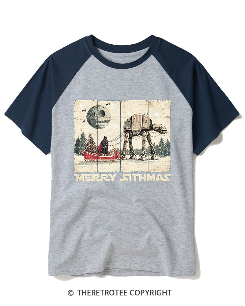 TheRetroTee Merry Sithmas 1980s Raglan Baseball T-Shirt