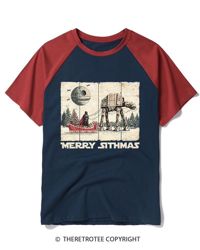 TheRetroTee Merry Sithmas 1980s Raglan Baseball T-Shirt