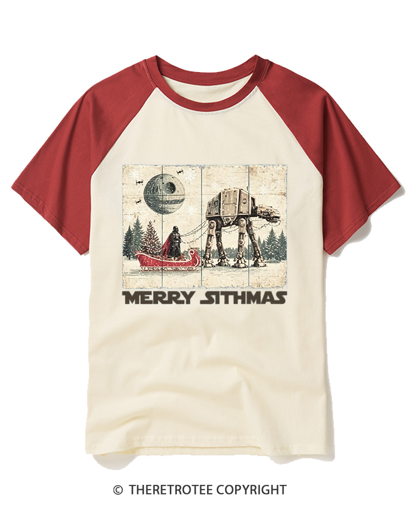 TheRetroTee Merry Sithmas 1980s Raglan Baseball T-Shirt