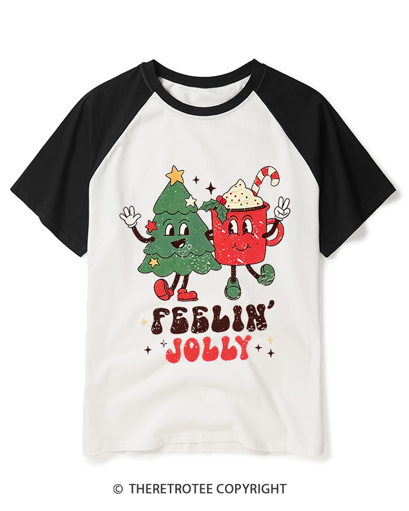 TheRetroTee Feelin’ Jolly 1970s Raglan Baseball T-Shirt