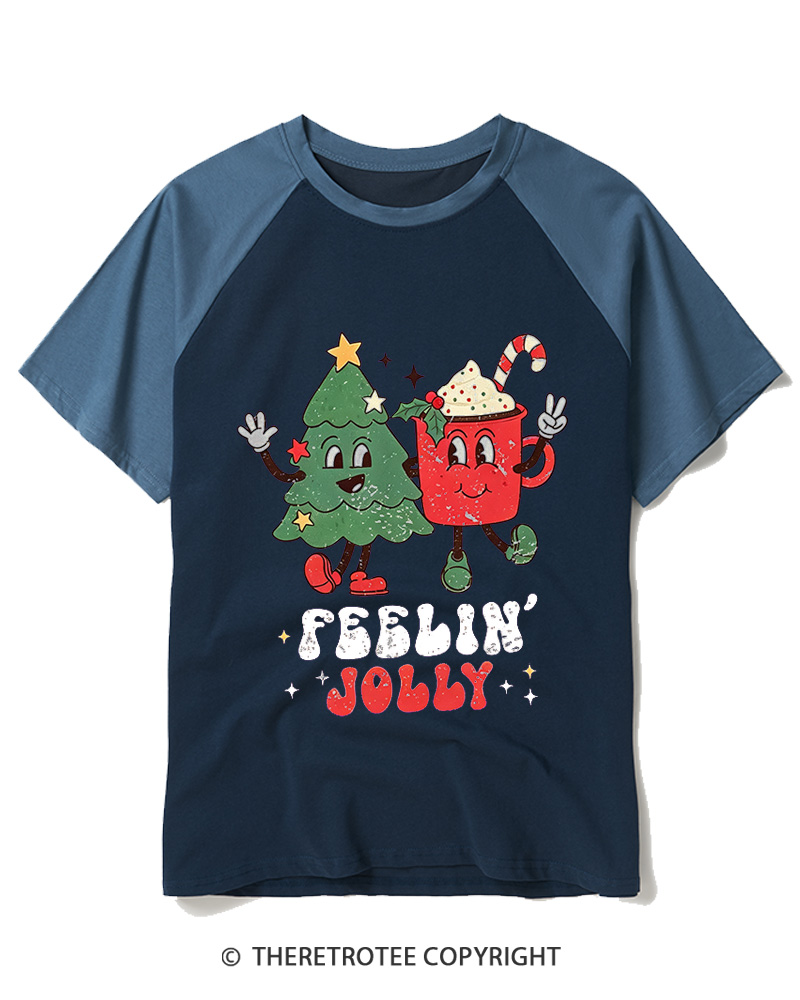 TheRetroTee Feelin’ Jolly 1970s Raglan Baseball T-Shirt
