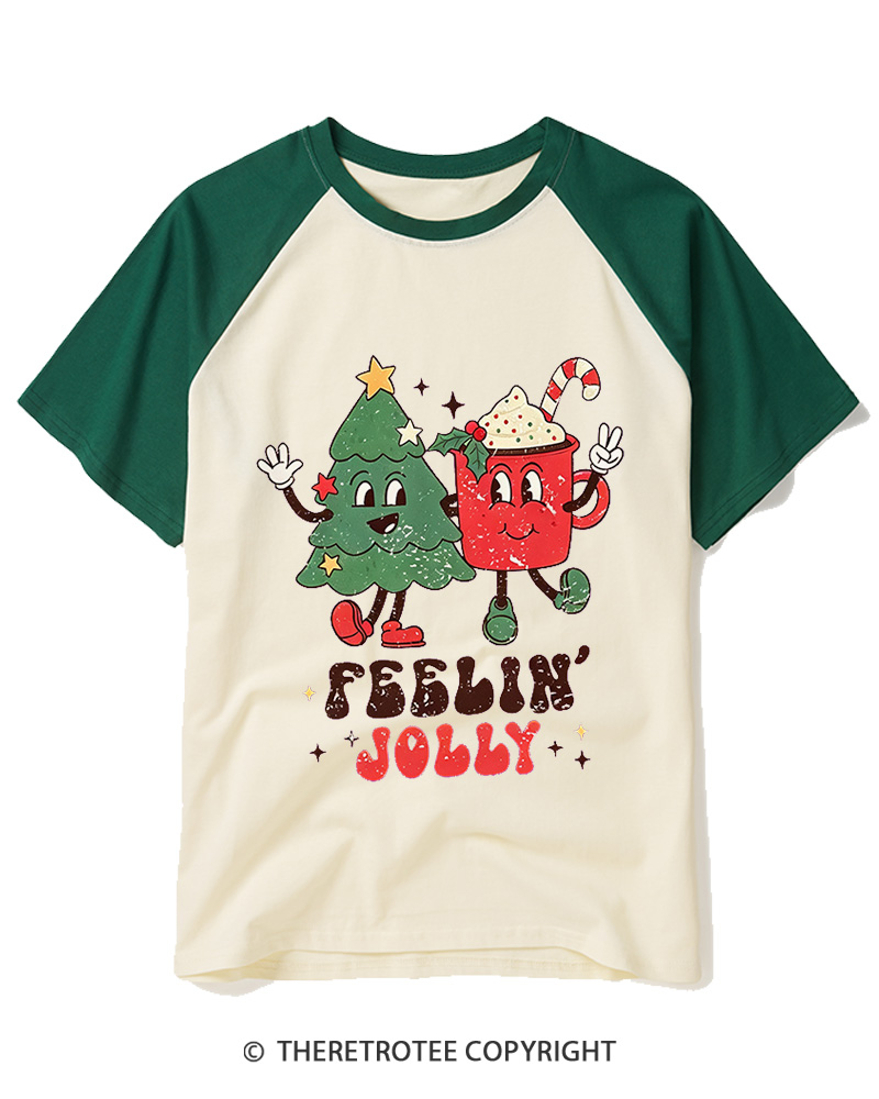 TheRetroTee Feelin’ Jolly 1970s Raglan Baseball T-Shirt