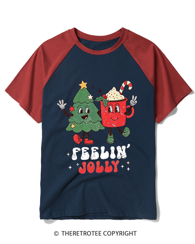 TheRetroTee Feelin’ Jolly 1970s Raglan Baseball T-Shirt